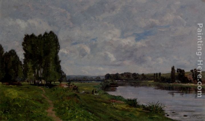 Hippolyte Camille Delpy Washerwoman On The Riverbank